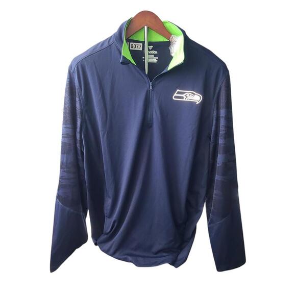 Fanatics Seattle Seahawks Quarter-Zip Pullover - Navy Blue Size XL - Picture 1 of 6